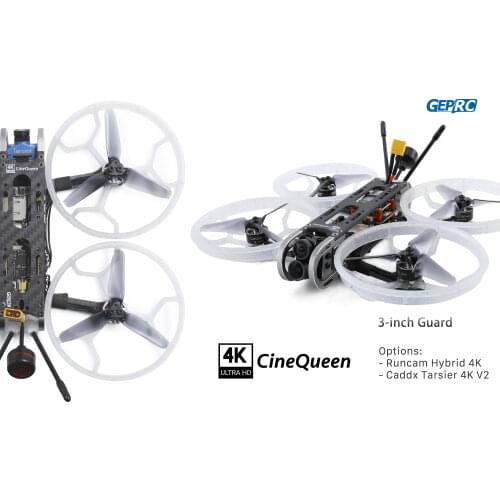 GEPRC CineQueen 145mm 3Inch Tarsier V2/Hybrid 4K HD Camera 4S RC Duct Drone Cinewhoop for FPV Racing Freestyle PNP/BNF