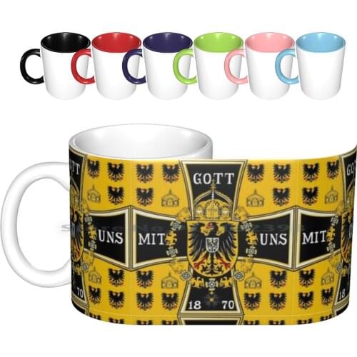 Prussian Battle Flag Of 1870 Ceramic Mugs Coffee Cups Milk Tea Mug German Prussia Vintage Germany Prussian 1870 Old Germany