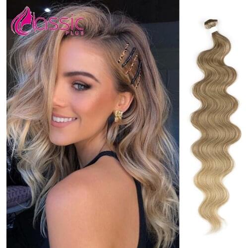 Classic Plus 26 Inches Soft Long Synthetic Hair Omber Brown Black 613 Blone Extensions Hair Body Wave Ponytail Hair For Women