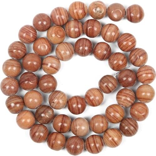 Natural Stone Yellow Line Veins Stone Charm Round Loose Beads For Jewelry Making Needlework Bracelet Diy Strand 6/8/10 MM