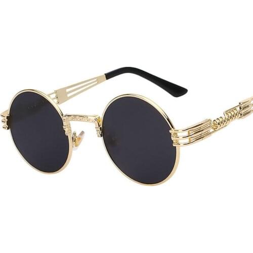 Round Sunglasses Men Women Metal Punk Vintage Sunglass Brand Designer Fashion Glasses Mirror Lens Top Quality Oculos UV400