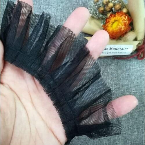 1Yard 91cm Pleated Pink Yellow Blue Purple Green Ribbon Mesh Lace Fabric 5CM Lace Trim For Sewing Guipure Crafts Lace encaje X09