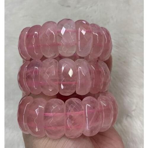 Madagascar Natural Rose Quartz Bead Bracelet Women Girls Fashion Stone Handmade Strength Yoga Healing Energy Jewelry Gift