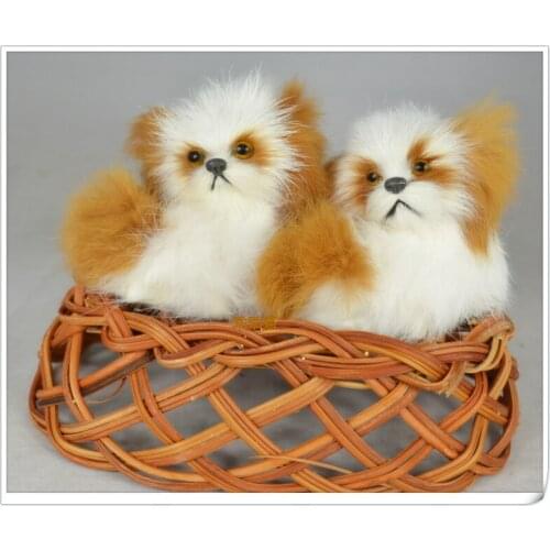 About 10x12cm dogHandmade model,polyethylene& furs puppy,long ears dog one pair / 2 pieces,home decoration toy Xmas gift w4019