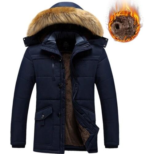 Plus Size 6XL 7XL 8XL Winter Jacket Men Thick Warm Parka Fur Hooded Male Winter Coat Cotton Windbreaker Jackets Men clothing