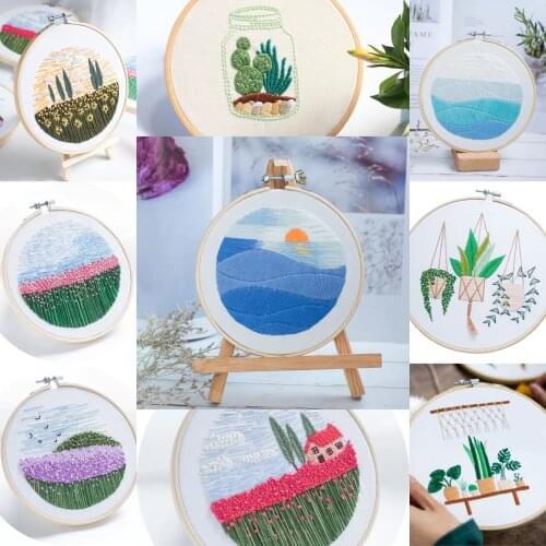 Landscape DIY Embroidery For Beginner Needlework Practice Kits Creative Modern Wall Painting Craft Art Sets Valentines Day Gift