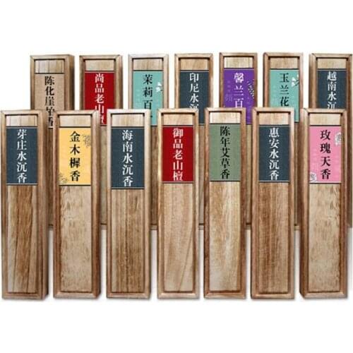 Natural Sandalwood Stick Incense Buddha Incense Stick Jasmine Rose Laoshan Aromatherapy Incense with Wood Box Package