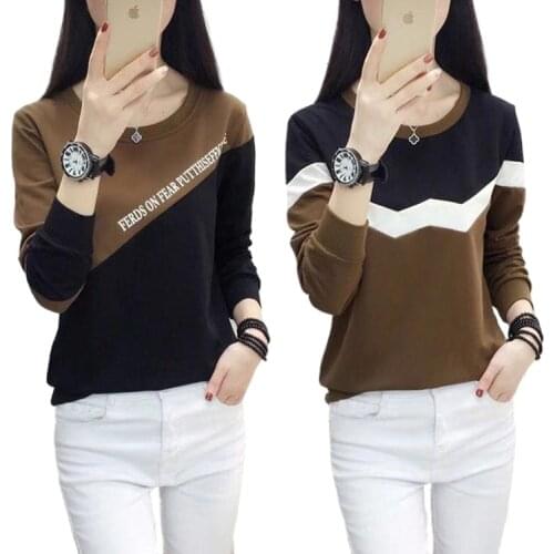 Spring and Autumn 2021 new Korean style long-sleeved t-shirt womens top loose bottoming shirt