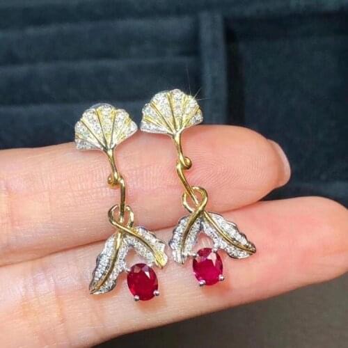 New Arrival Real Natural Ruby Earring Natural And Real 925 sterling silver Rubby Earring Fashion Ring