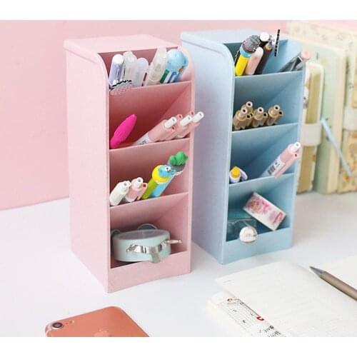 Large Capacity Diagonal Matte Cute Desk Accessories Pen Holder Desktop Organizer Stand Case School Office Stationery Case