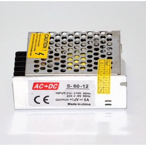 AC 110V 220V to DC 12V 5A 60W LED Strip Switch Power Supply Lighting Trnsformers