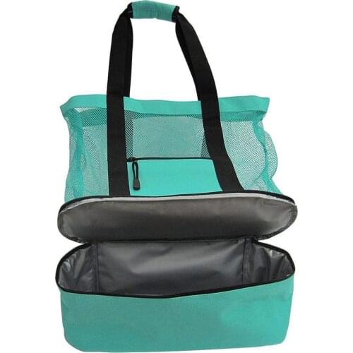 2021 New Large Capacity Insulation Beach Bag with Uniform Mesh Smooth Zipper Portable Fresh-keeping Organizer Two Colors