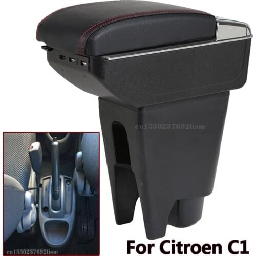 For Citroen C1 armrest box USB Charging heighten Double layer central Store content cup holder ashtray accessories