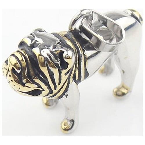3D Mens Boys Pitbull Bulldog Dog Silver color Gold color 316L Stainless Steel Biker Pendant