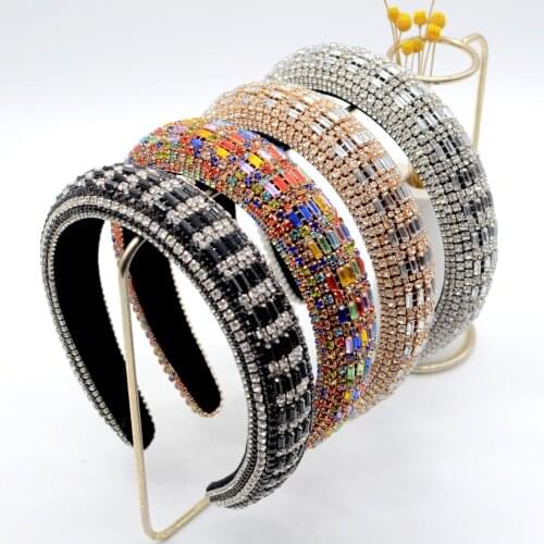 Striped hair with hair baroque diamond hair hoop sponge wide-brimmed restoring ancient ways with drill collar crystal hair band