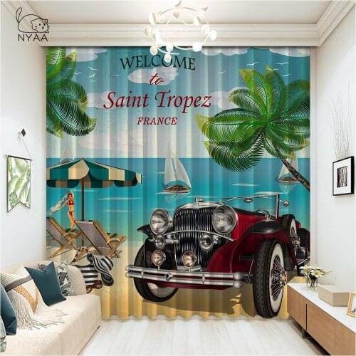 Retro Car Curtain 70S European Baby Girl Paris Poster Bed Curtain For Apartment Decor Room Retro Curtains Drapes Micro Shading