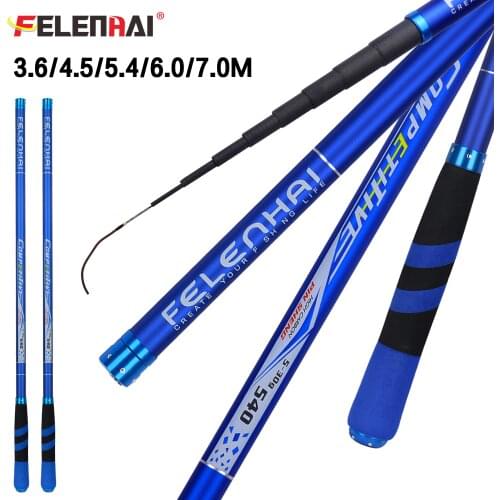 FELENHAI COMPETITIVE Telescopic POLE Fishing Rod 3.6 4.5 5.4 6.0 7.0M 30T Carbon Fiber Stream Carp Ultralight Super Travel 5-30g