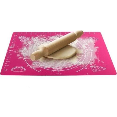 Silicone Baking Tools Kneading Mat Rectangle Blue Pink Waterproof Non-slip Food Grade Pad With Calibration 50cm X 40cm1 Piece
