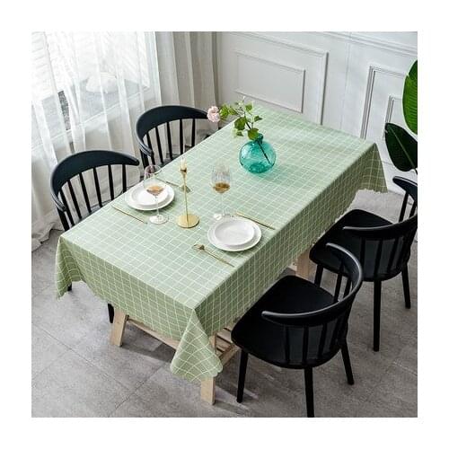 Nordic Plaid and Floral Fashion PVC Tablecloth Waterproof Round Table Coth Rectangular Party Dinning Table Cover