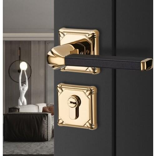 Light Luxury Zinc Alloy Silent Door Lock Bedroom Security Door Handle Locks Leather Handles Lockset Furniture Hardware Supplies