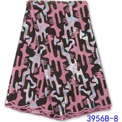 XIYA Nigerian Special Laces Fabrics 2021 High Quality Handmade Sequins African Velvet Laces Fabric For Wedding Party 3956B