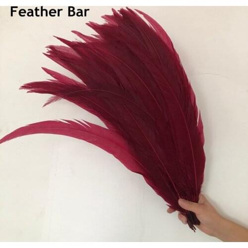 Burgundy / Wine Red Dyed Pheasant Silver Tails Feather 55-60cm 22-24 inch Super Long Chicken Feathers Carnival Decoration Pluma