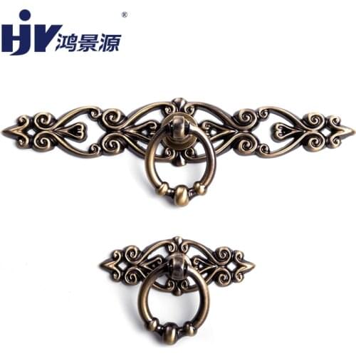 HJY Pull Vintage Kitchen Cabinet Handles Drawer European Bronze Zinc Alloy Handle Wardrobe Furniture Knobs Chinese Hardware Z440