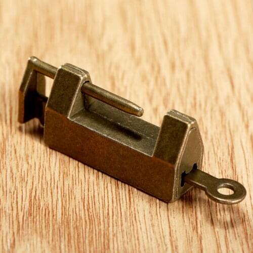 1pc Vintage Lock for Suitcase Drawer Cabinet Zinc Alloy Chinese Old Lock Retro Padlock Jewelry Wooden Box Padlock 33*10*18mm