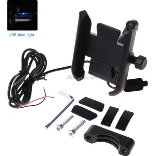 Waterproof 12V Metal Motorcycle Smart Phone Mount Holder with USB Charger for Samsung Xiaomi Huawei 4-6.5inch Cellphone