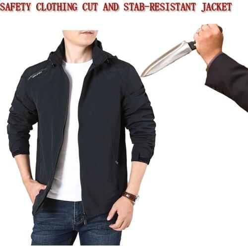 Security Stab Cut-Resistant Jacket Self-Defense Tactics Anti-Hacking Fbi Police Flexible Fashion Hooded Protective Clothing