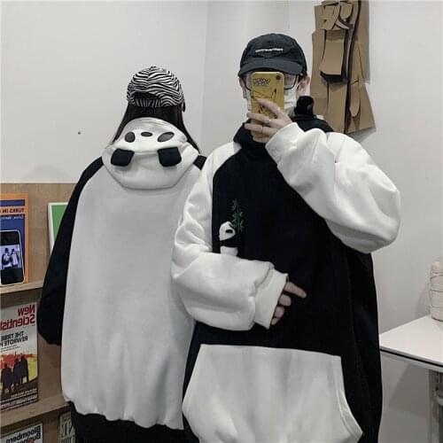 Harajuku Women Hoodie Panda Pullover Winter Oversize Casual Couple Sweatshirts Autumn Embroidery Loose Top Doll Decoration 5XL