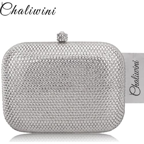 2018 women bag square Diamonds Evening Bags Day Clutch silvery bright Crystal Bags coin straw Clutches Chain Shoulder Bag Purse