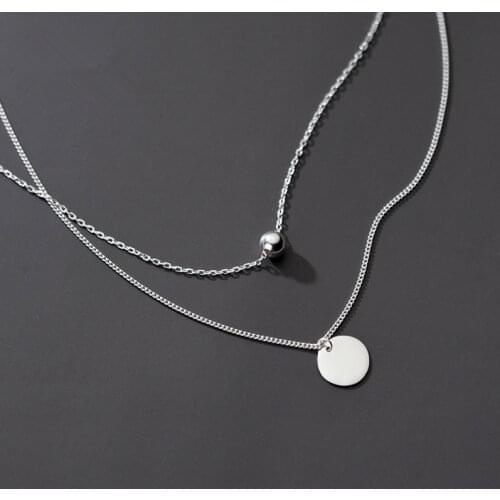 Genuine 925 Sterling Silver Double Layers Necklace Long Chain Link For Women Necklaces Valentine Collection
