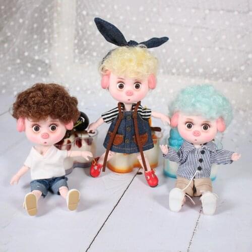 1/12 BJD Dolls 26 ball joint body 15CM Mini Doll Lucky Pig ob11 DBS Doll with Equipment Shoes Makeup Set Gift Toy