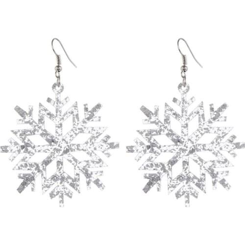 1 Pairs Fashion Snowflake Decor Pendant Earrings Glitter Drop Earrings Pierced Earrings For Christmas Jewelry Accessories