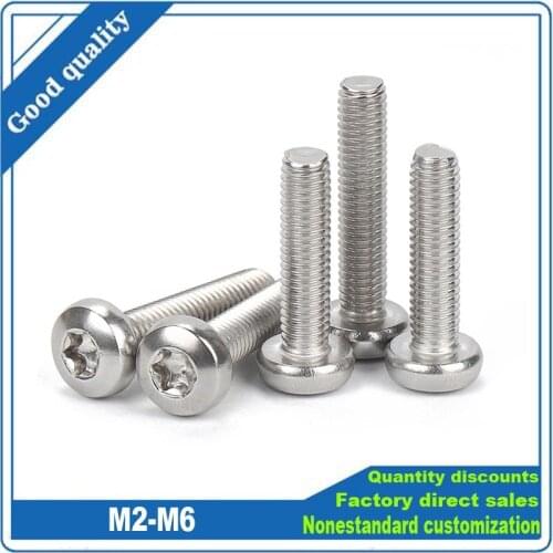 10/50ps 304 A2-70 Stainless Steel Six-Lobe Torx Pan Head Screw Six Lobe Round Head Bolt M2 M2.5 M3 M4 M5 M6 Length=3-50mm GB2672