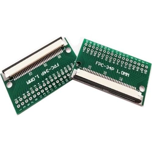 10pc FFC FPC 34PIN transfer board with 1MM connector Soldered FFC to DIP 2.54 TFT LCD panel 1mm 0.5mm pitch pcb double sided