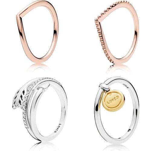 4 Style Women Silver Color Rings Jewelry With Rose Gold Arrow Gold Love Pendant Ring For Women Jewelry