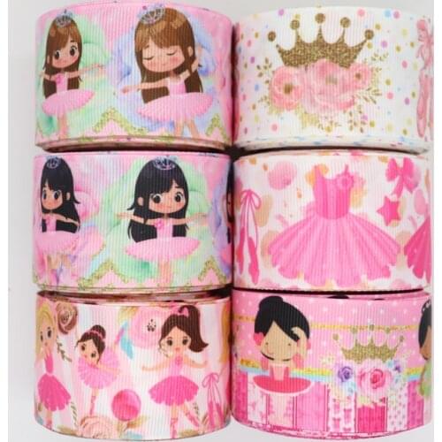 5 yards 1.5'' 38MM Ballet Girls Printed Grosgrain Ribbons For Hair Bows DIY Handmade Materials Y202081701