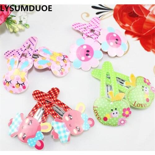 LYSUMDUOE Girl Hair Clip New Bow Flower Barrette Acrylic BB Clips Fruit Apple Hairpin Rabbit Floral Jewelry Hair Accessories