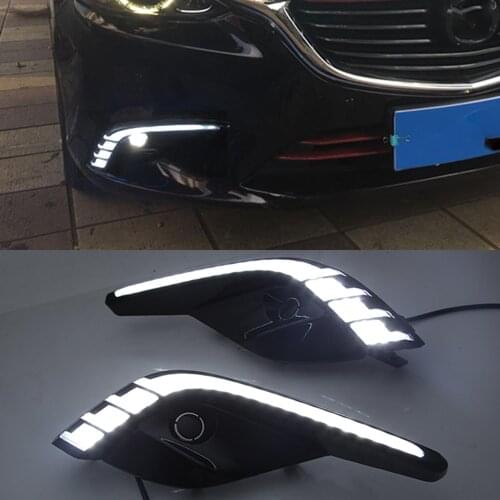 Car Flashing 1Set DRL LED Daytime Running Lights Daylight with yellow turn signal For Mazda 6 Mazda6 Atenza 2016 2017 2018