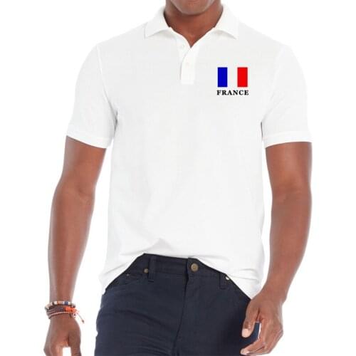 BLWHSA Summer FRANCE Fans Cheer Men Shirts Short Sleeve Turndown Collar FRANCE National Flag Breathable Cotton Tee Clothing