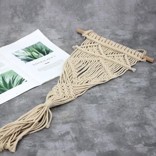 Bohemian Cotton Rope Tassel Tapestry Living Room Bedside Decoration Wall Hanging Ornaments hand-woven (not include sticks)