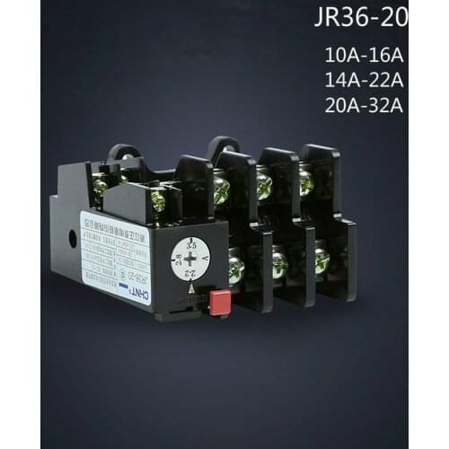 CHNT Thermal relay overload protection motor 220v three-phase current adjustable overcurrent thermal overload JR36-20 20A