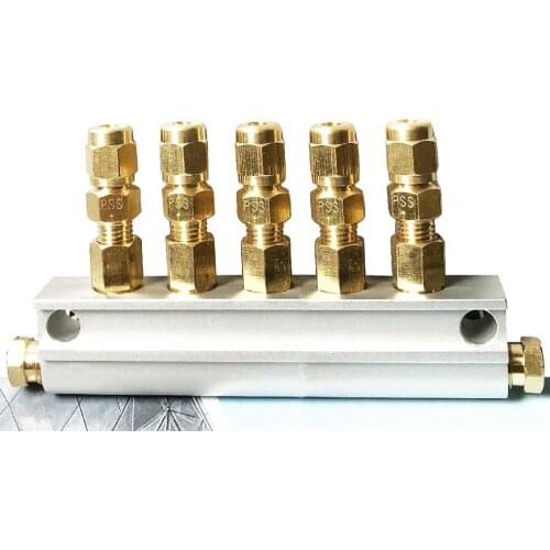 Lubrication resistance oil distributor 5 M8*1 outlet M10*1 inlet junction block+oil flow piston proportion metering unit PSS