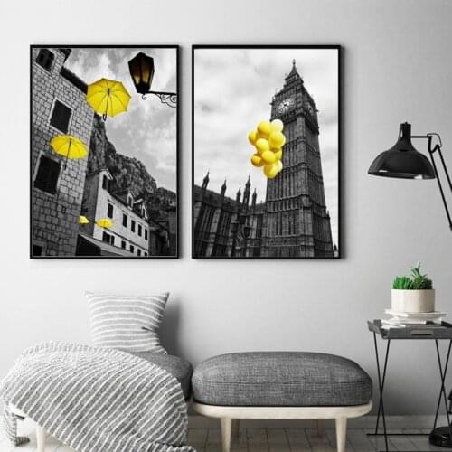 Europe City Scenery Yellow Retro Picture Home Decor Print Poster Nordic Canvas Painting Living Room Bedroom Wall Art Painting