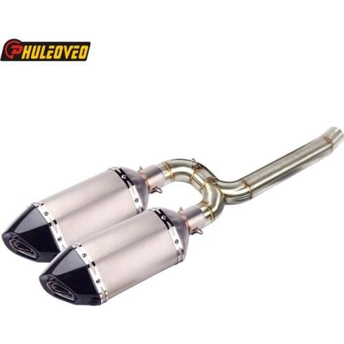 PHULEOVEO ID:45mm FZ6 FZ6N FZ6S Motorcycle Exhaust Full System Link Pipe Carbon Fiber Muffler for FZ-6N FZ-6S FZ6 Escape Moto
