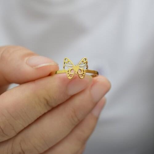 Popular in Europe and the United States, titanium steel flying butterfly ring fashion personality opening adjustable