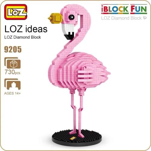 LOZ Diamond Blocks Flamingo Toy Pink Bird Action Figure Colorful Cartoon Animals Educational Bricks DIY Kids Children Gift 9205