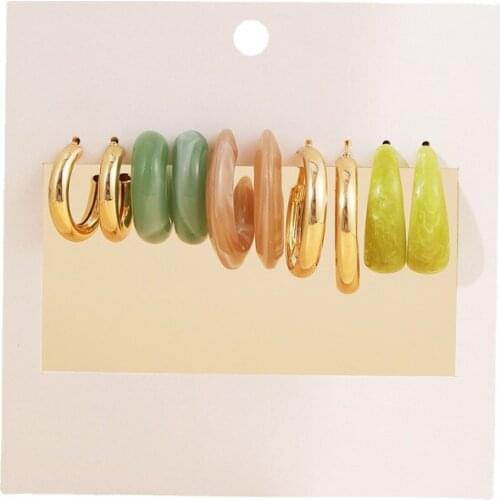 Trendy Resin Acrylic Gold Circle Hoop Earrings for Women Fashion Geometric Earrings Set Party Jewelry Gifts